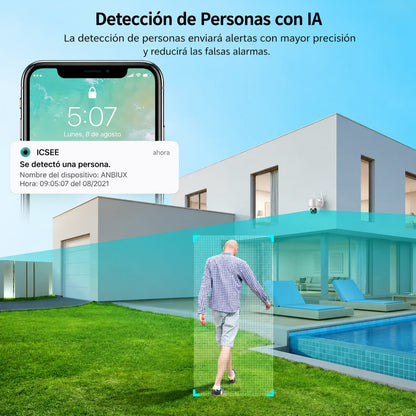 Cámara de Seguridad WiFi 8MP para Exteriores con Visión Nocturna